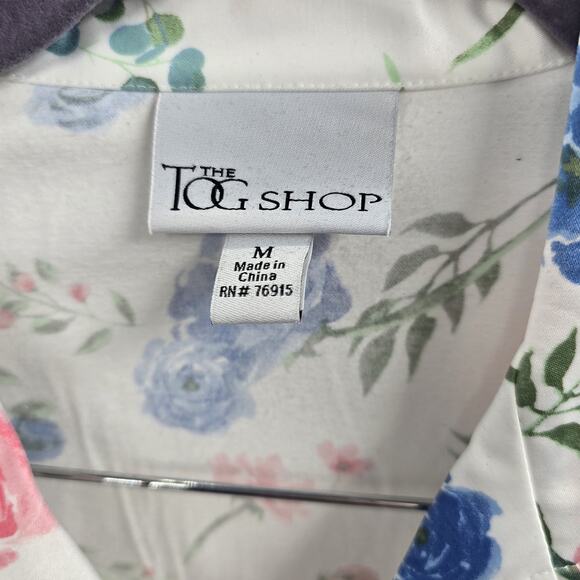 The Tog Shop Pajama Set Womens Medium Floral Pink Blue Satin - Picture 6 of 8